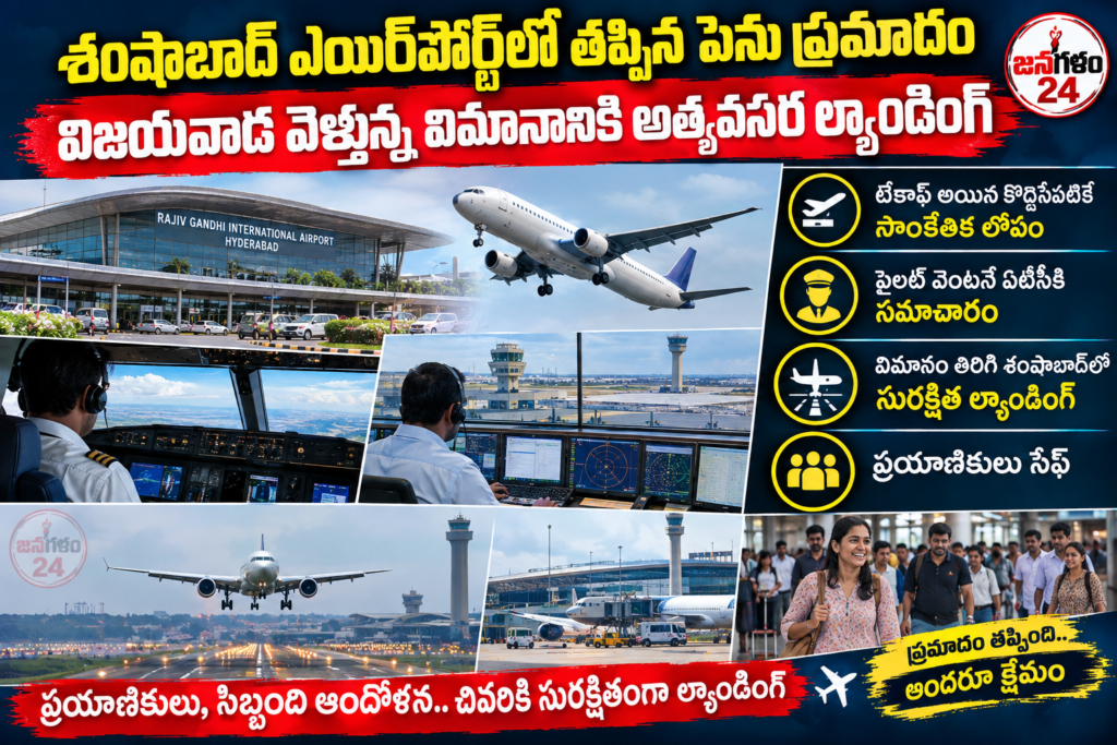 శంషాబాద్ ఎయిర్‌పోర్ట్‌లో తప్పిన పెను ప్రమాదం: విజయవాడ వెళ్తున్న విమానానికి అత్యవసర ల్యాండింగ్