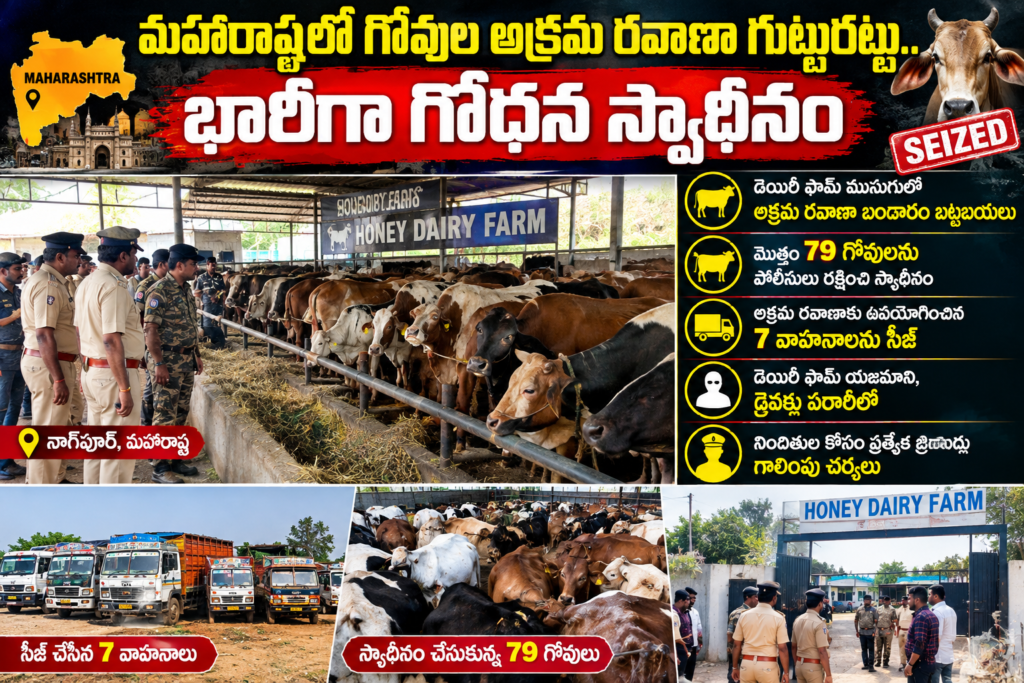 మహారాష్ట్రలో గోవుల అక్రమ రవాణా గుట్టురట్టు.. భారీగా గోధన స్వాధీనం