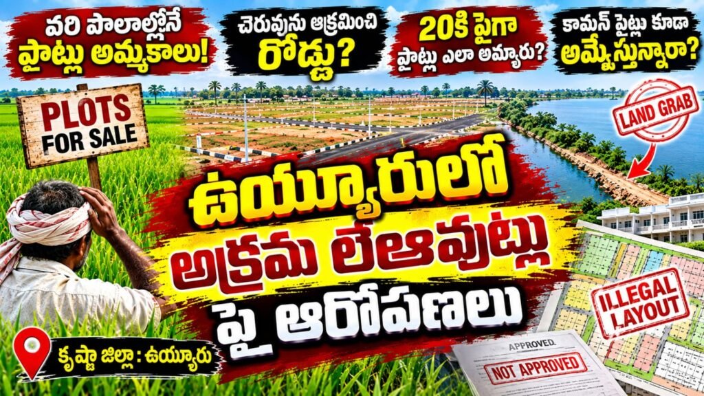 ఉయ్యూరులో అక్రమ లేఅవుట్ల దందా?: 9 ఎకరాల వ్యవసాయ భూమిలో ప్లాట్ల విక్రయాలు.. గద్దలమారి గుంట చెరువు ఆక్రమణపై భగ్గుమంటున్న స్థానికులు!