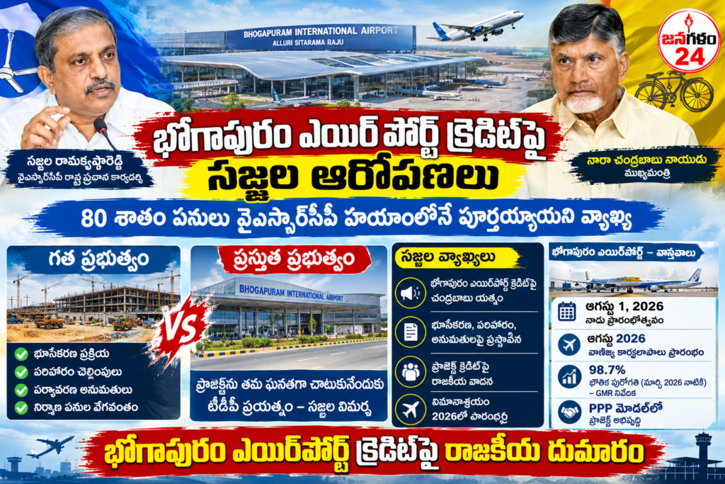 భోగాపురం ఎయిర్‌పోర్ట్ క్రెడిట్ చోరీకి చంద్రబాబు యత్నం… 80 శాతం పనులు పూర్తి చేసింది వైఎస్సార్‌సీపీనే: సజ్జల రామకృష్ణారెడ్డి