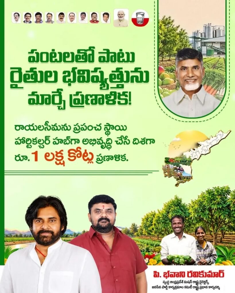 రాయలసీమను గ్లోబల్ హార్టికల్చర్ హబ్‌‌గా మార్చే దిశగా కూటమి ప్రభుత్వం: రూ.1 లక్ష కోట్ల బృహత్ ప్రణాళికతో అన్నదాతల జీవితాల్లో సరికొత్త వెలుగులు.. భవానీ రవికుమార్ హర్షం!