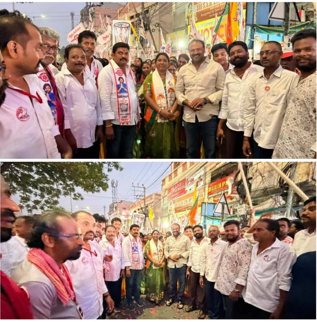 విజయవాడ పశ్చిమ నియోజకవర్గం నలభై ఐదవ డివిజన్‌లో కూటమి ప్రచారం వంగవీటి రాధాకృష్ణ, అత్తులూరి కళ్యాణిల గెలుపును ఆకాంక్షిస్తూ శ్యామ్ ప్రసాద్ లకనం పర్యటన (సోషల్ మీడియా సోర్స్)