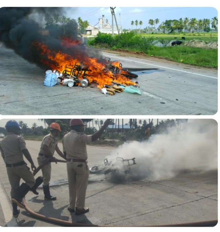 బంటుమిల్లిలో ప్రమాదవశాత్తూ ఢీకొన్న రెండు బైకులు.. చెలరేగిన మంటలతో పూర్తిగా దగ్ధమైన వాహనాలు, సుమారు రూ.2.90 లక్షల ఆస్తినష్టం