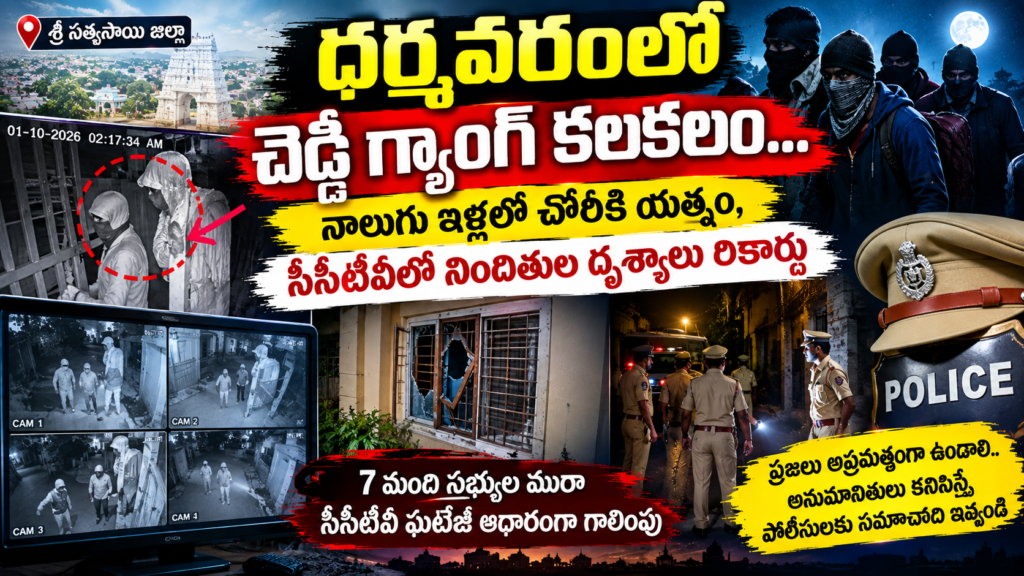 శ్రీ సత్యసాయి జిల్లాలో చెడ్డీ గ్యాంగ్ కలకలం… ధర్మవరంలో నాలుగు ఇళ్లలో చోరీకి యత్నం, సీసీటీవీలో నిందితుల దృశ్యాలు రికార్డు
